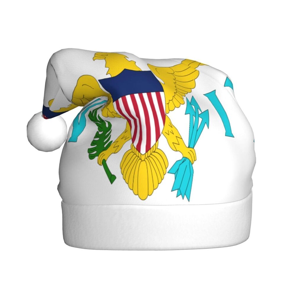 7677 Virgin Islands Flag Christmas Hat for Adults, Santa Hats, Holiday Hat